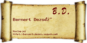Bernert Dezső névjegykártya